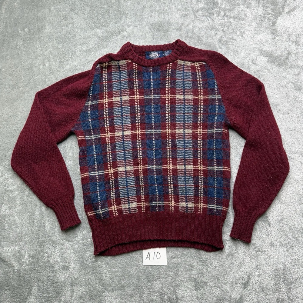 Vintage Knights Bridge Man's Wool Sweater L  Fair Isle Pullover Scotland Red